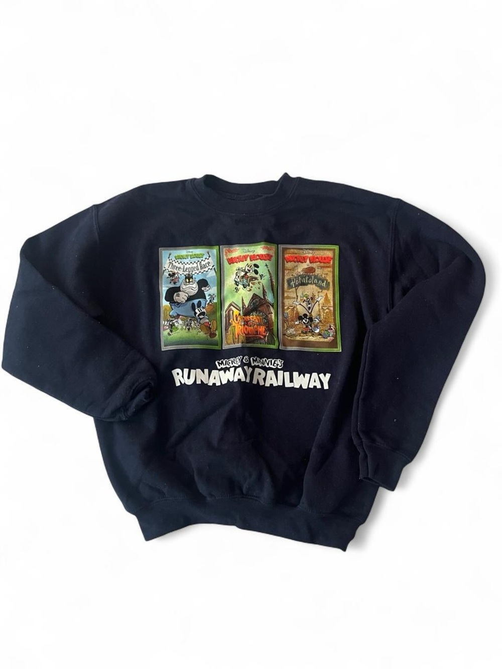 Disney Black Runaway Railway Graphic Crewneck Sweatshirt with Multi-Color Panels